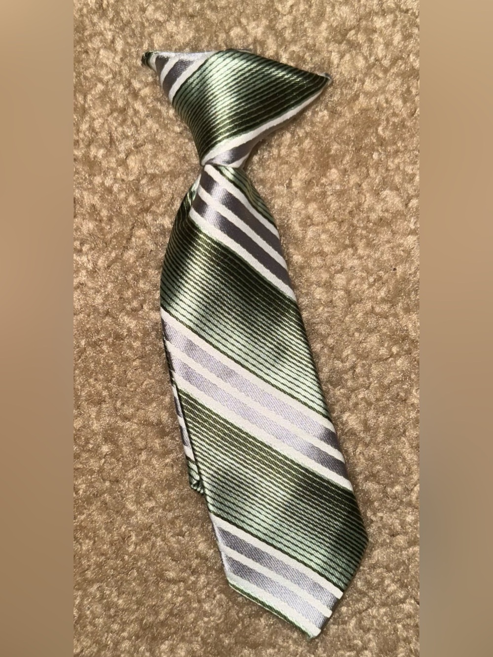 Children's Green Striped Tie - Youth Dress Accessory